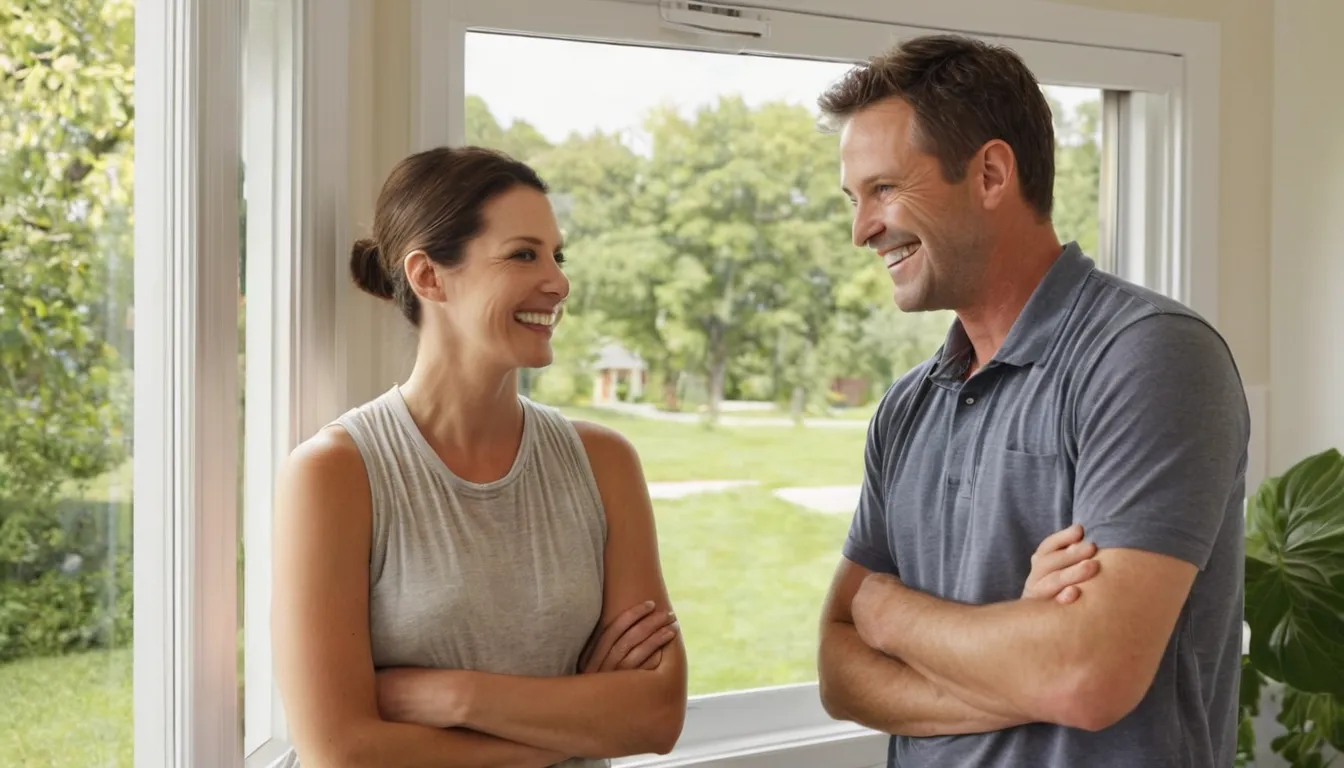 Independent provider and homeowner reviewing a new window in a Dayton home